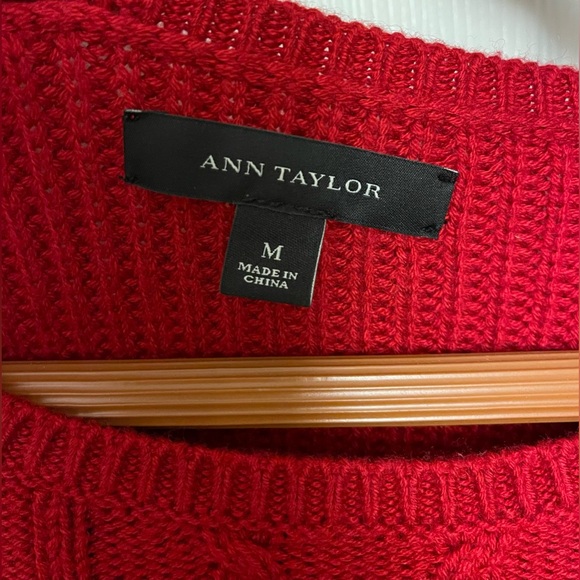 Ann Taylor Vibrant Red Cable Knit Sweater - Picture 3 of 5